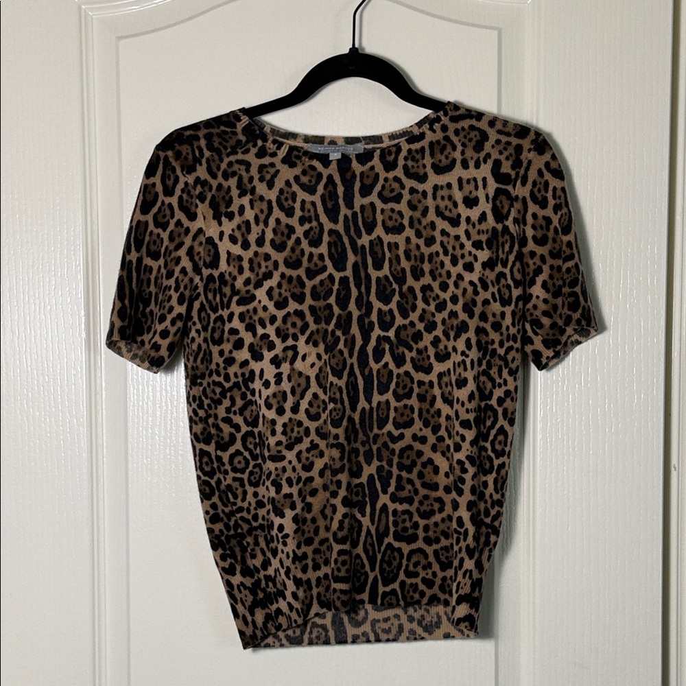 Neiman Marcus Cashmere Collection Cashmere Jaguar-Print Crewneck Sweater - Picture 4 of 6